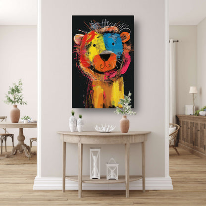 Abstracte Kleurrijke Leeuw Schilderij poster