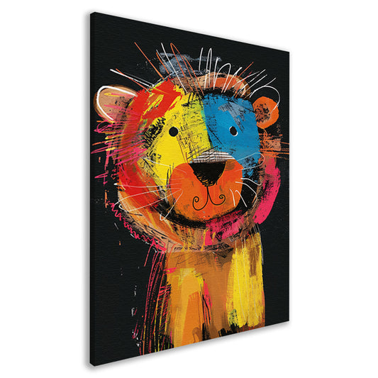 Abstracte Kleurrijke Leeuw Schilderij canvas