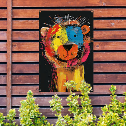 Abstracte Kleurrijke Leeuw Schilderij tuinposter