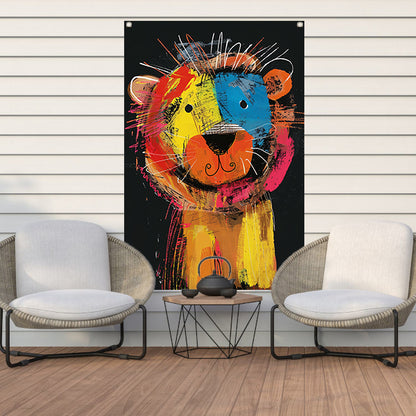 Abstracte Kleurrijke Leeuw Schilderij tuinposter