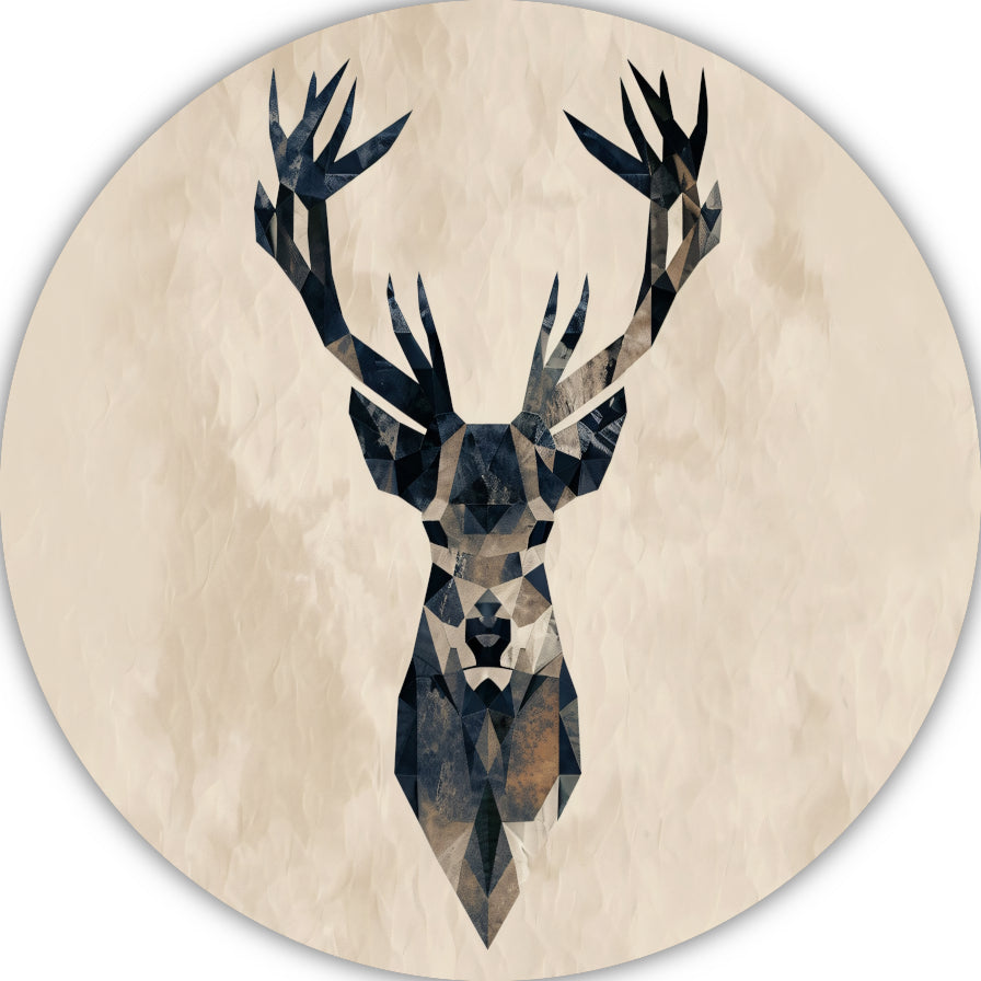 Geometrisch Abstract Hert in Stijlvolle Tinten aluminium muurcirkel