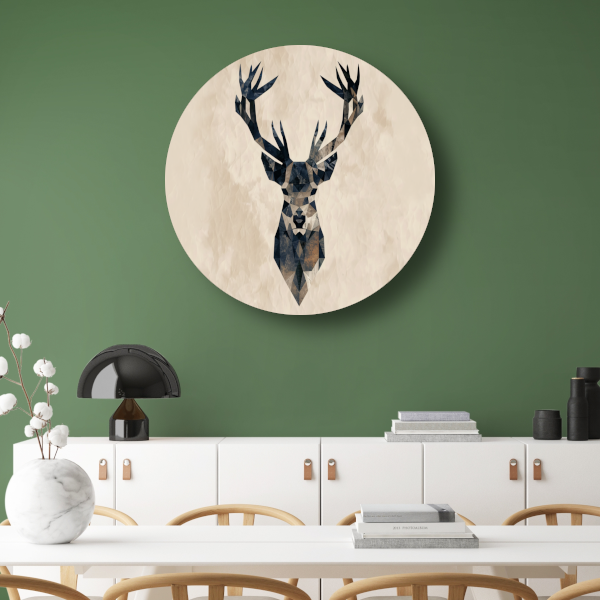 Geometrisch Abstract Hert in Stijlvolle Tinten aluminium muurcirkel