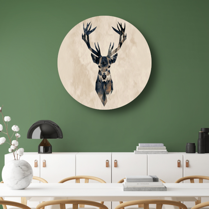 Geometrisch Abstract Hert in Stijlvolle Tinten aluminium muurcirkel