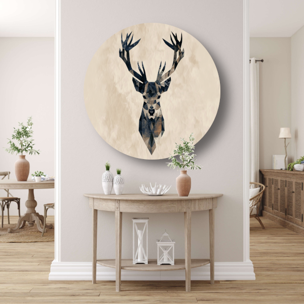 Geometrisch Abstract Hert in Stijlvolle Tinten aluminium muurcirkel