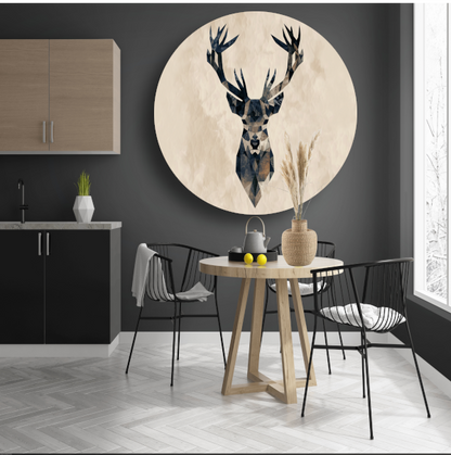 Geometrisch Abstract Hert in Stijlvolle Tinten aluminium muurcirkel