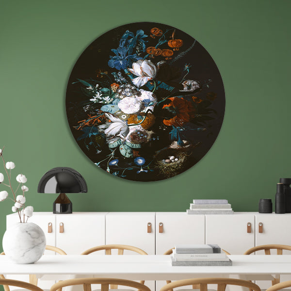 Vaas met bloemen - Jan Davidsz de Heem aluminium muurcirkel