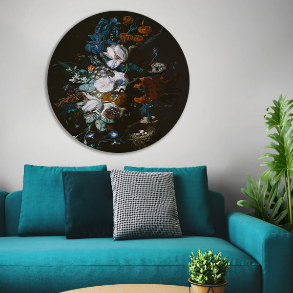 Vaas met bloemen - Jan Davidsz de Heem aluminium muurcirkel