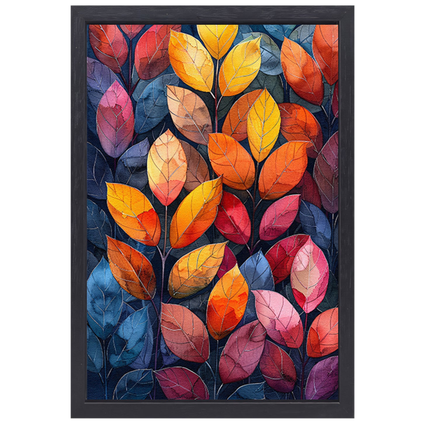 Kleurrijk Herfstbladeren in Abstract Stijl canvas met baklijst