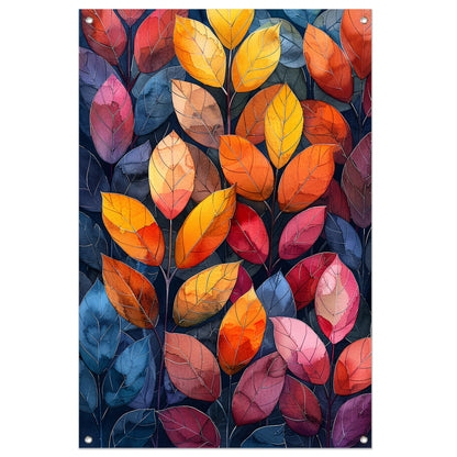 Kleurrijk Herfstbladeren in Abstract Stijl tuinposter