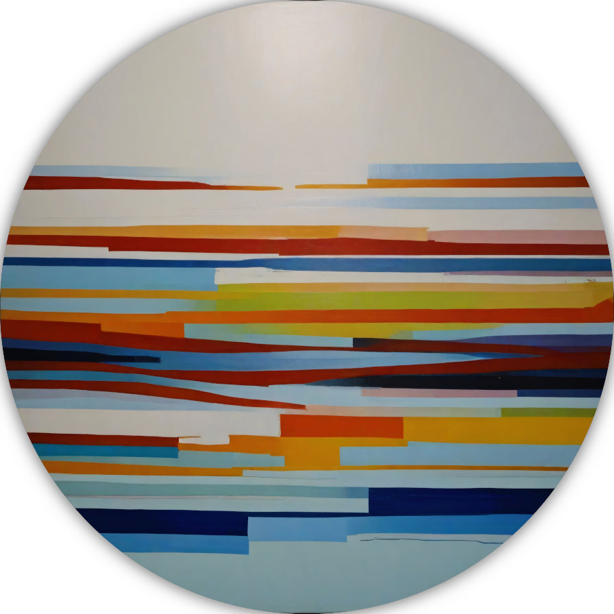 Abstract spel van lijnen en kleuren aluminium muurcirkel
