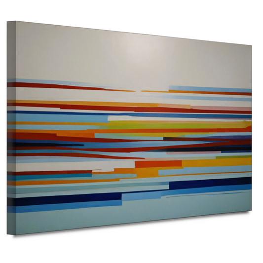 Abstract spel van lijnen en kleuren canvas