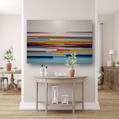 Abstract spel van lijnen en kleuren canvas met baklijst