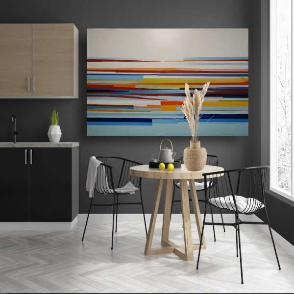 Abstract spel van lijnen en kleuren acrylglas