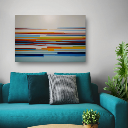 Abstract spel van lijnen en kleuren canvas met baklijst