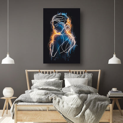 Abstracte Vrouwenfiguur in Lijnen en Kleur poster