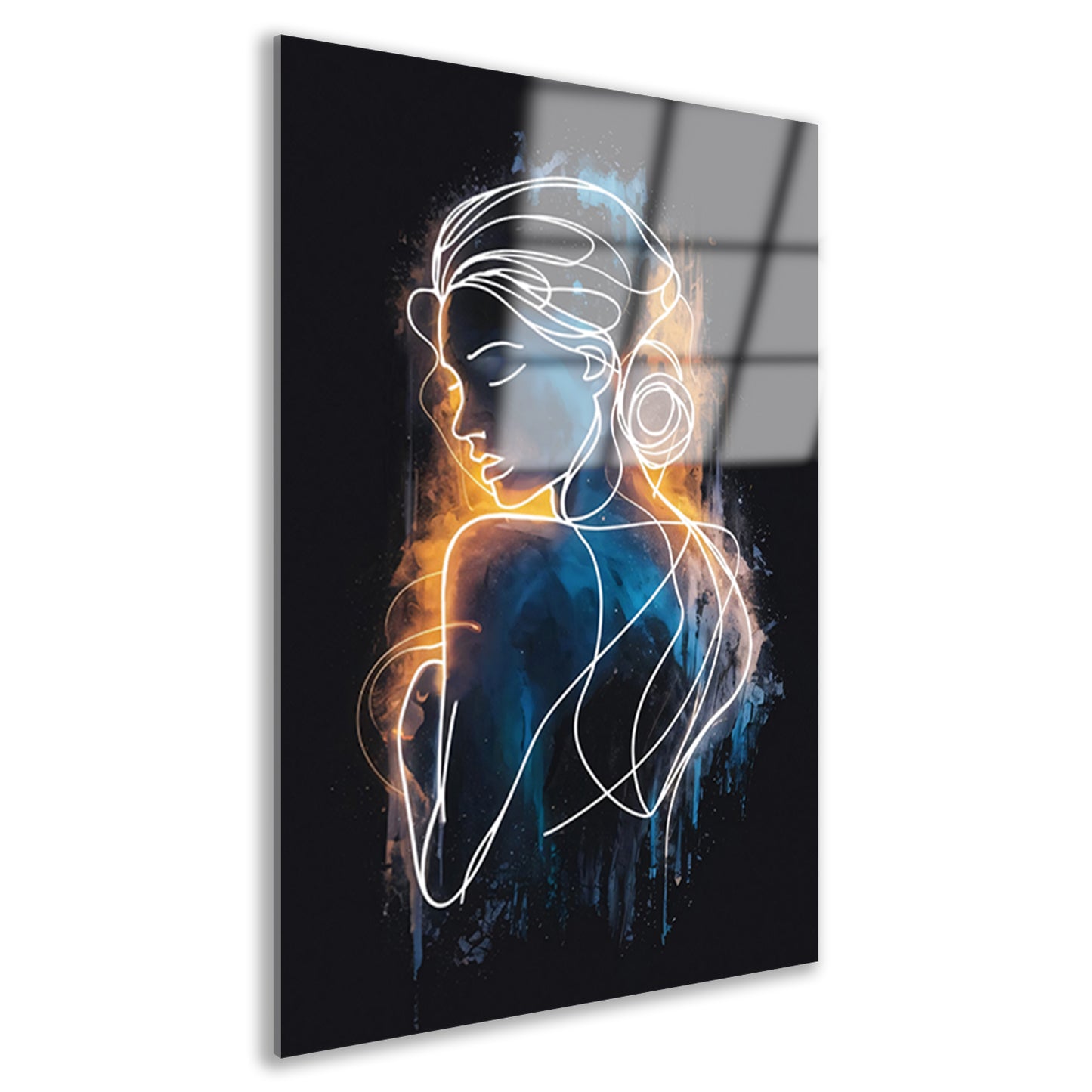 Abstracte Vrouwenfiguur in Lijnen en Kleur acrylglas