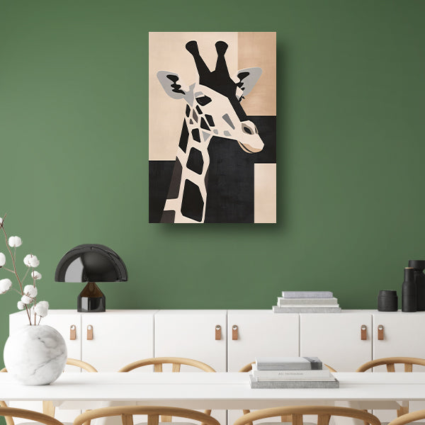 Minimalistische Giraffe in Monochrome Tinten canvas