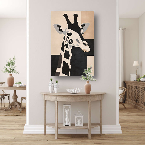 Minimalistische Giraffe in Monochrome Tinten canvas