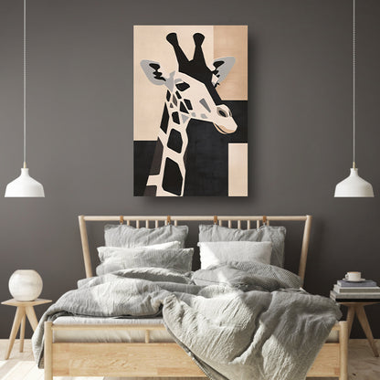 Minimalistische Giraffe in Monochrome Tinten canvas