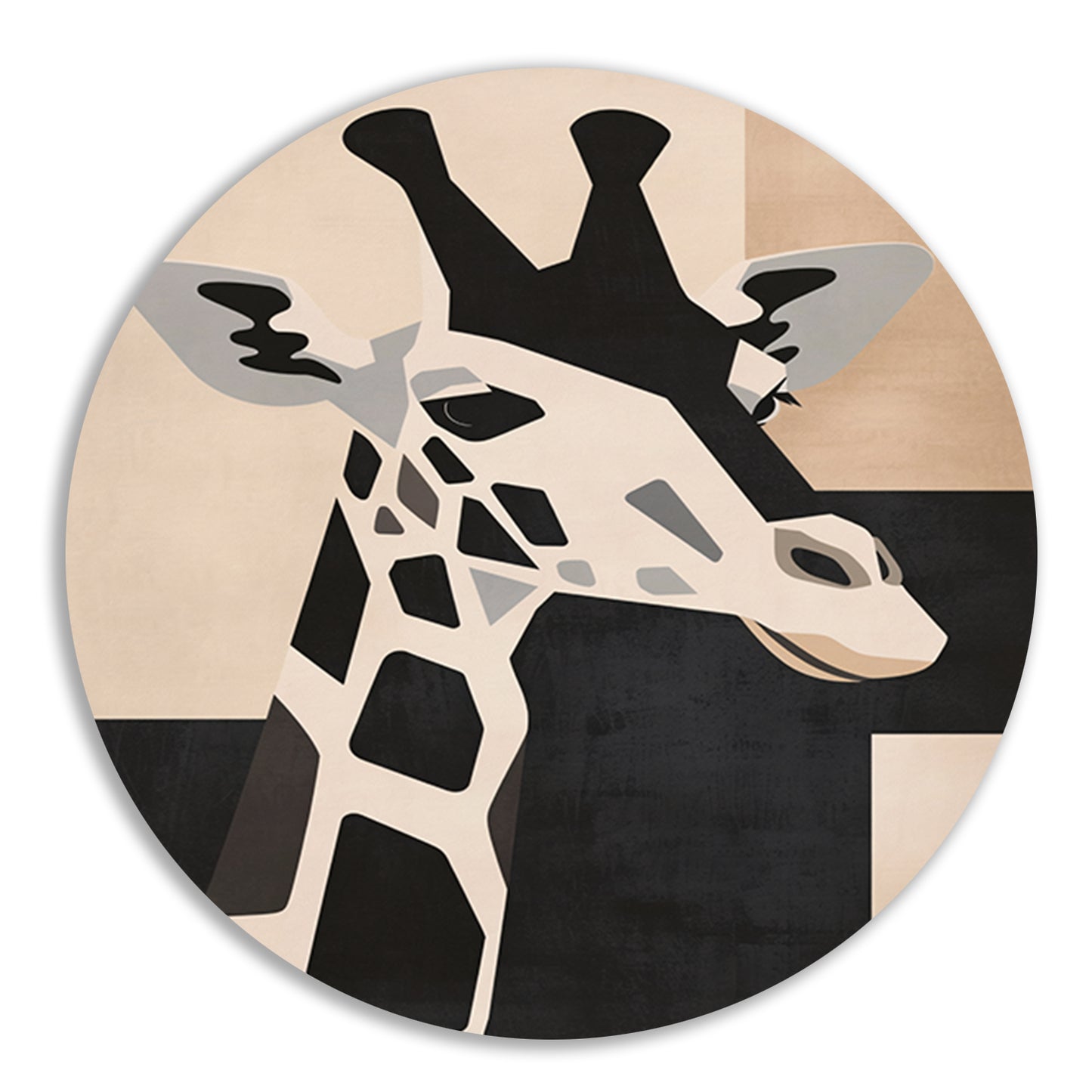 Minimalistische Giraffe in Monochrome Tinten forex muurcirkel