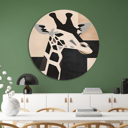Minimalistische Giraffe in Monochrome Tinten forex muurcirkel