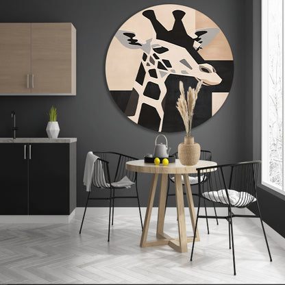 Minimalistische Giraffe in Monochrome Tinten forex muurcirkel