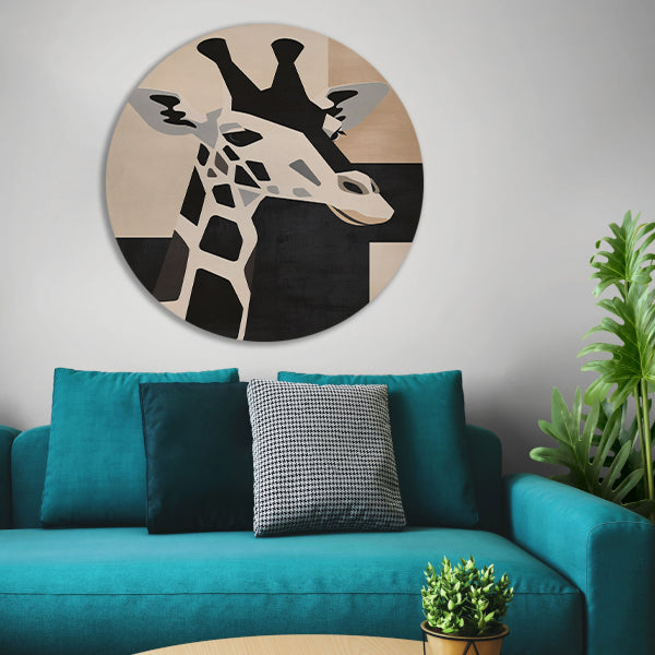 Minimalistische Giraffe in Monochrome Tinten forex muurcirkel