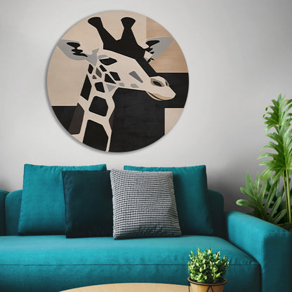 Minimalistische Giraffe in Monochrome Tinten forex muurcirkel