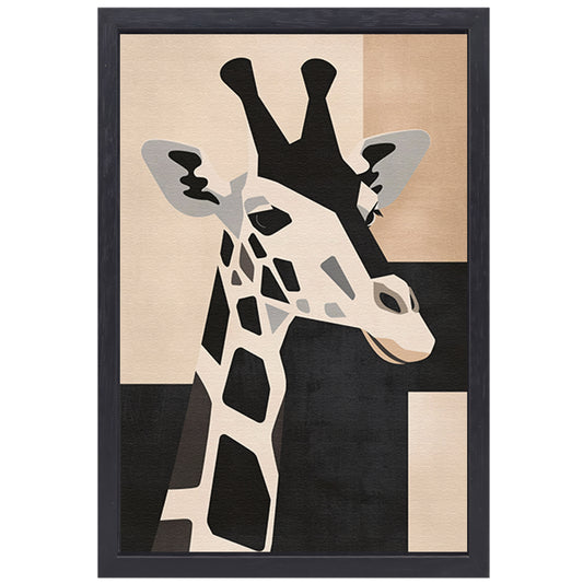 Minimalistische Giraffe in Monochrome Tinten canvas met baklijst