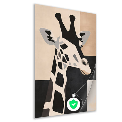 Minimalistische Giraffe in Monochrome Tinten poster