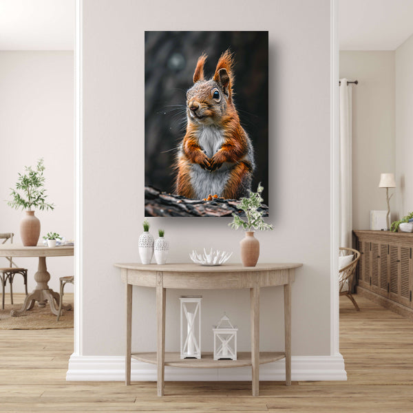 Close-up van Nieuwsgierige Eekhoorn in Bos canvas