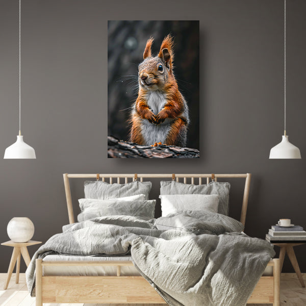 Close-up van Nieuwsgierige Eekhoorn in Bos canvas