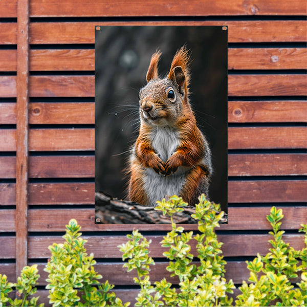 Close-up van Nieuwsgierige Eekhoorn in Bos tuinposter