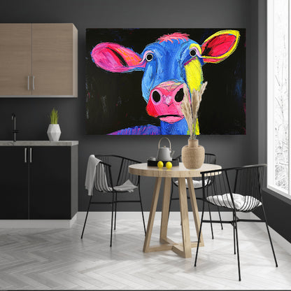 Kleurrijk abstract portret van een koe poster