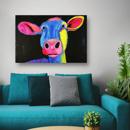 Kleurrijk abstract portret van een koe acrylglas