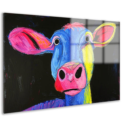 Kleurrijk abstract portret van een koe acrylglas