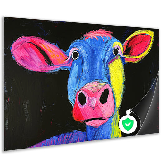 Kleurrijk abstract portret van een koe poster