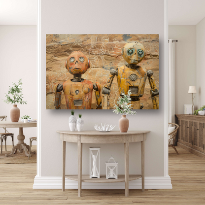 Robots Tegenover Oude Rotstekeningen canvas