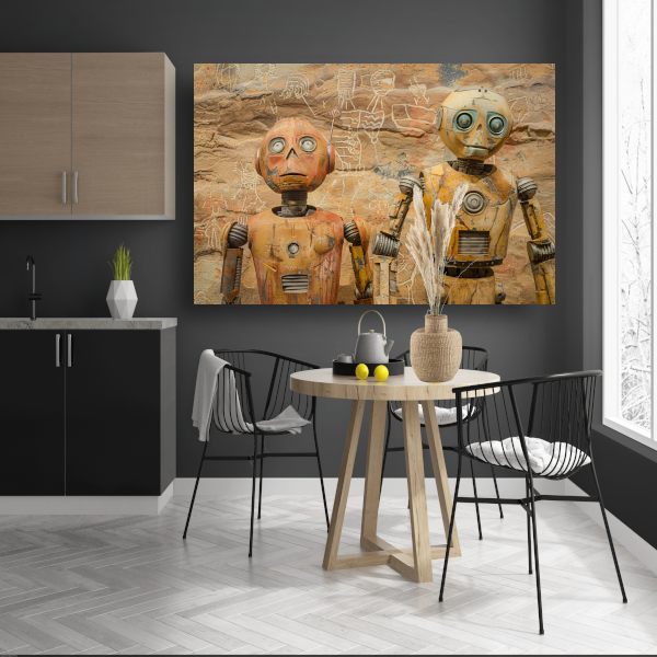 Robots Tegenover Oude Rotstekeningen canvas