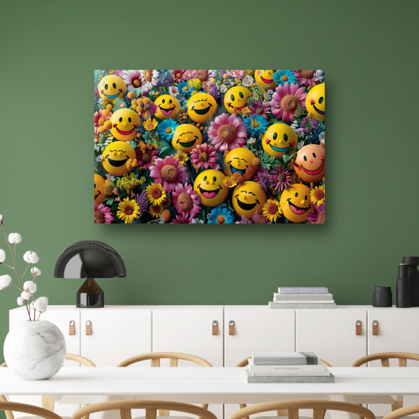 Smileygezichten Bloemenveld acrylglas