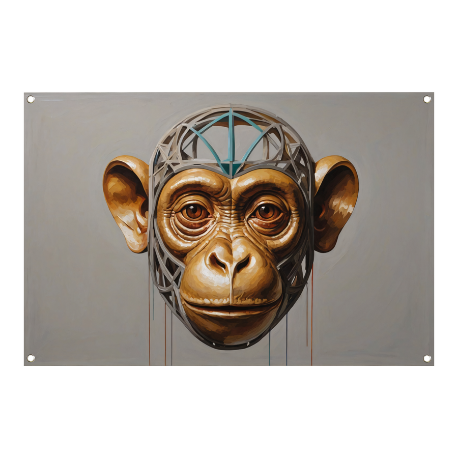 De Reflectie van Gedachten: Surrealistische Aap tuinposter