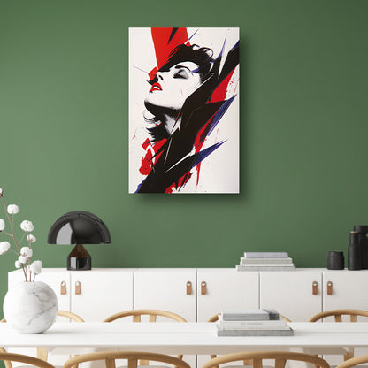 Abstract modern portret van een vrouw canvas met baklijst