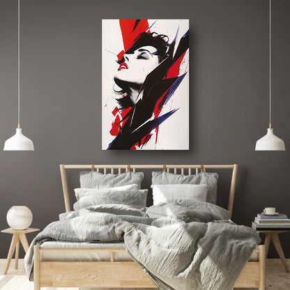 Abstract modern portret van een vrouw canvas met baklijst