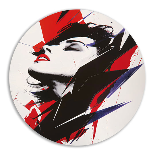 Abstract modern portret van een vrouw aluminium muurcirkel
