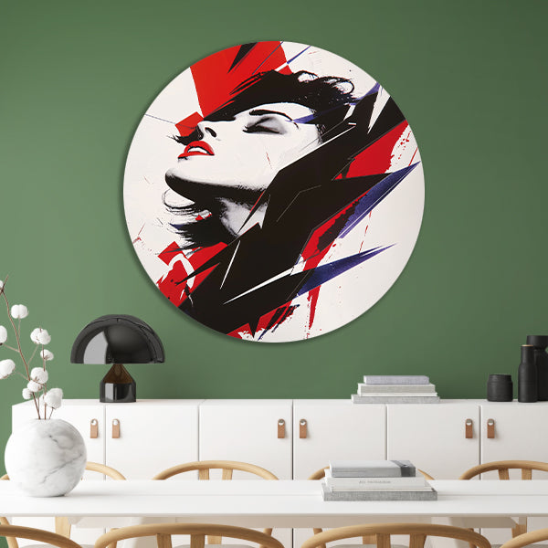 Abstract modern portret van een vrouw aluminium muurcirkel