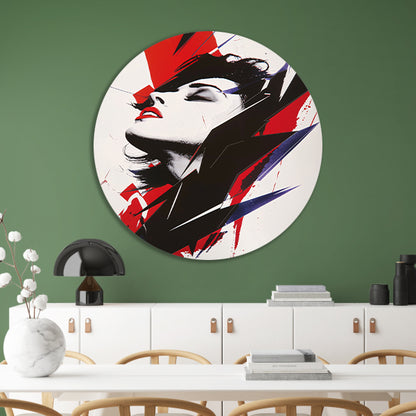 Abstract modern portret van een vrouw aluminium muurcirkel