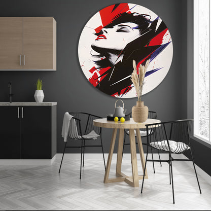 Abstract modern portret van een vrouw aluminium muurcirkel