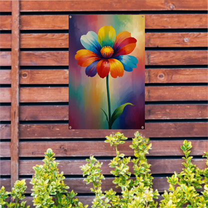 Explosie van kleur in abstracte bloem tuinposter