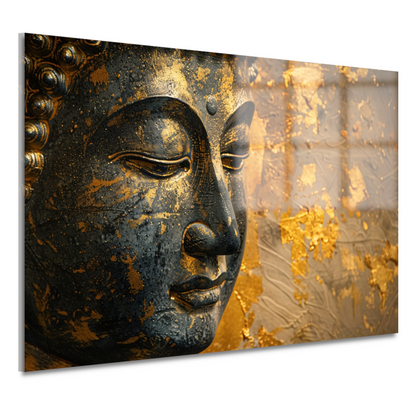 Boeddha Portret met Vergulde Versieringen acrylglas