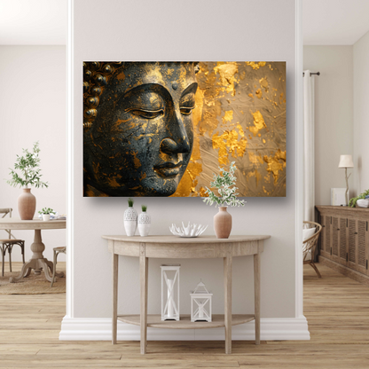 Boeddha Portret met Vergulde Versieringen acrylglas